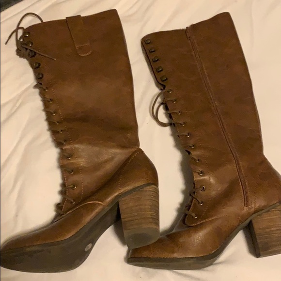 Crown Vintage Shoes Laced Brown Leather Boots Poshmark